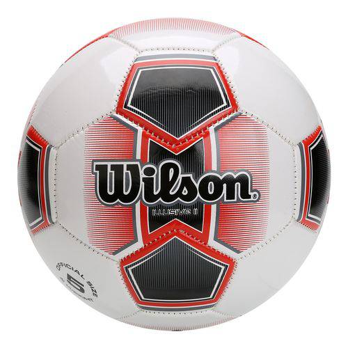 Bola de Futebol Wilson Illusive II Tamanho 5 - Branca com Vermelha-Branco / Vermelho-SP