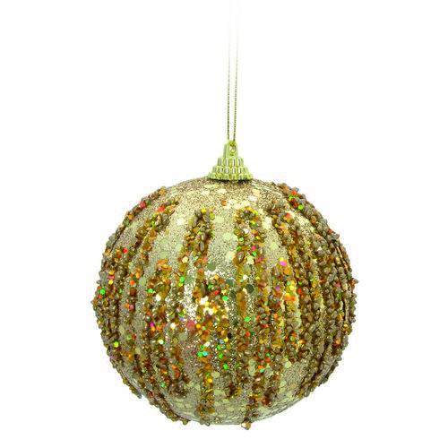 Bola de Natal Árvore Natal Gliter 6 Pçs 10cm Dourado