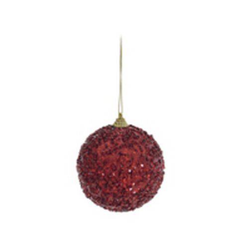Bola de Natal Árvore Natal Glitter 6 Pçs 8Cm Vermelho