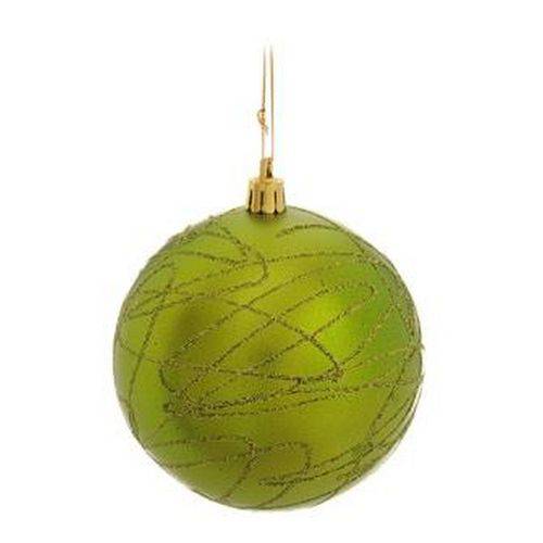 Bola de Natal C/glitter P/pendurar Árvore Natal 6pçs Verde
