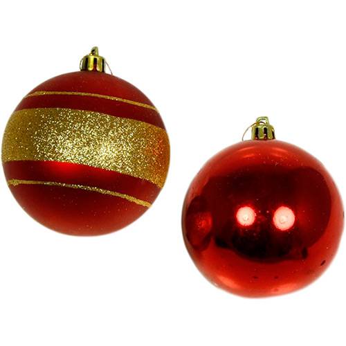 Bola de Natal Decorada Vermelha 8cm 4 Peças - Orb Christmas