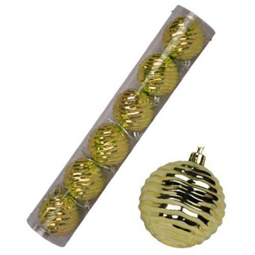 Bola de Natal Ondulada Dourada 6cm com 6 Unidades