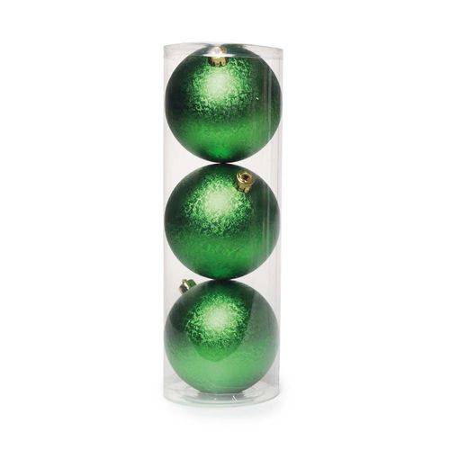 Bola de Natal P/ Árvore C/3 Pçs 10Cm Verde