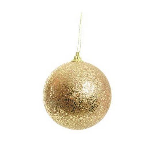 Bola de Natal P/ Pendurar Árvore Natal Glitter 20cm Dourado