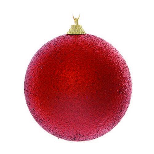 Bola de Natal P/ Pendurar Árvore Natal Glitter 20cm Vermelho