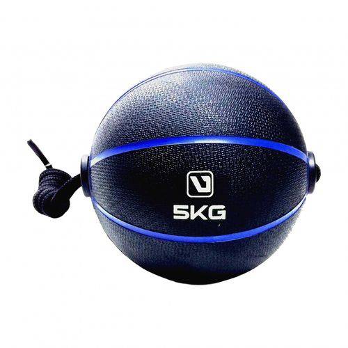 Bola de Peso Medicine Ball com Corda 5Kg LS3006E/5 Liveup - Preto/azul