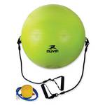 Bola de Pilates com Extensor Gym Ball 65cm Exercicios Fitness Muvin Bomba
