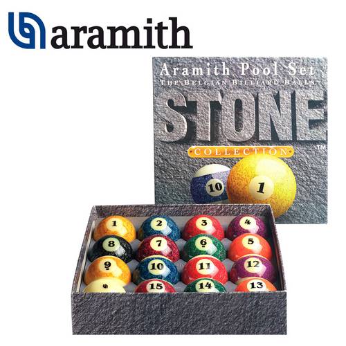 Bola de Sinuca Bilhar Numerada Fachada Stone em Alto Brilho com 57 Mm Profissional Belga Aramith
