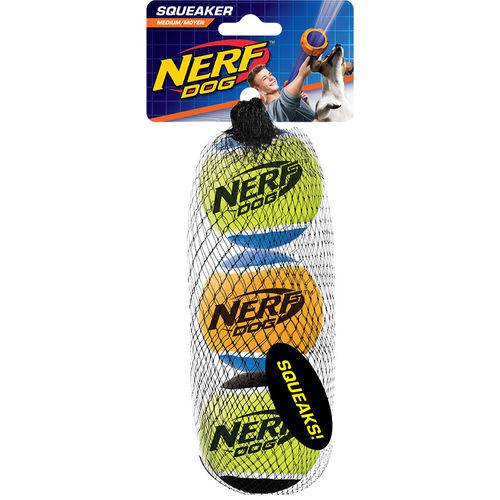 Bola de Tênis Nerf Squeak Tennis Ball 3 Unidades