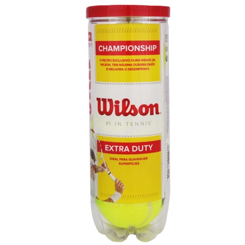 Bola de Tennis Wilson T1001 Championship Tubo C/ 3 Un. WilsonT1001Championshipvermelho+tra
