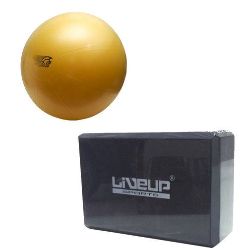 Bola Fit Ball Training 75cm Pretorian com Bomba de Ar + Bloco para Exercícios de Yoga Ls3233
