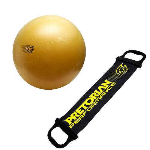 Bola Fit Ball Training 75cm Pretorian com Bomba de Ar + Faixa Elástica Tensão Forte Pretorian
