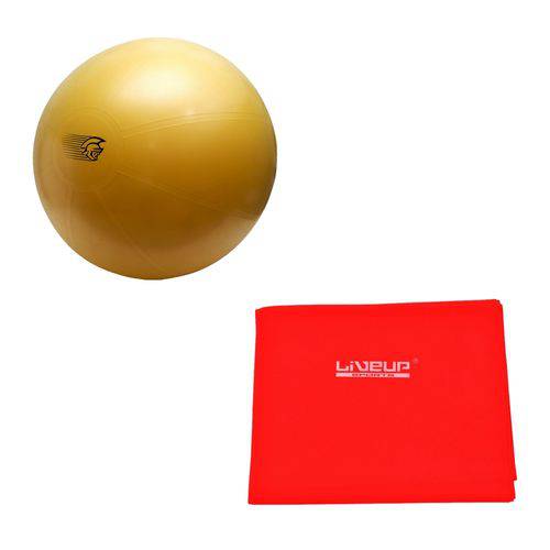 Bola Fit Ball Training 75cm Pretorian com Bomba de Ar + Faixa Elástica Tensão Leve Ls3204l