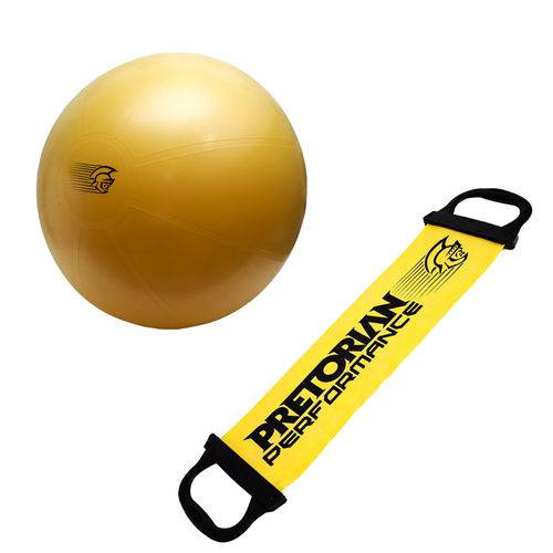 Bola Fit Ball Training 75cm Pretorian com Bomba de Ar + Faixa Elástica Tensão Leve Pretorian
