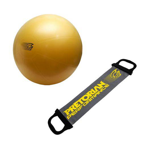 Bola Fit Ball Training 75cm Pretorian com Bomba de Ar + Faixa Elástica Tensão Média Pretorian