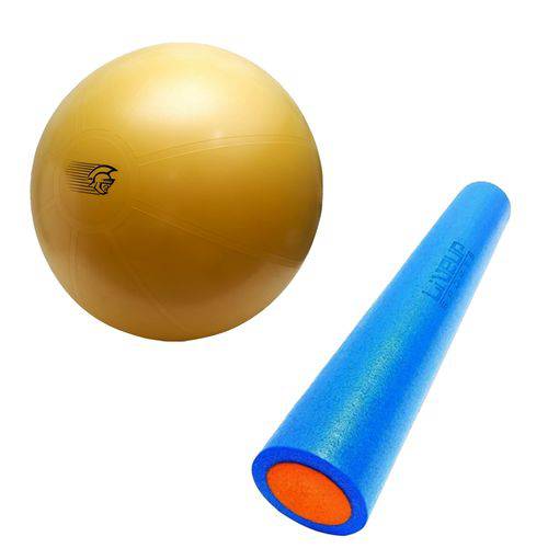 Bola Fit Ball Training 75cm Pretorian com Bomba de Ar + Rolo de Pilates 90x15cm Liveup Ls3764a