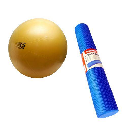 Bola Fit Ball Training 75cm Pretorian com Bomba de Ar + Rolo de Pilates 90x15cm Liveup Ls3766-a