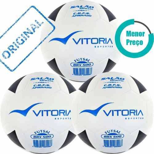 Bola Futsal Vitória Oficial Vulcanizada Brx 500 - 3 Unidades