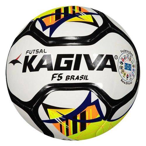 Bola Kagiva F5 Brasil Futsal Branca e Laranja