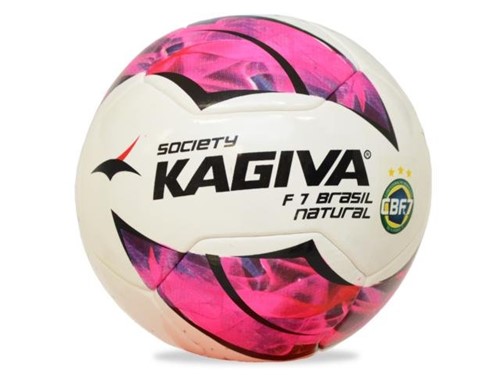 Bola Kagiva Futebol Society F7 Brasil Natural Branco Rosa