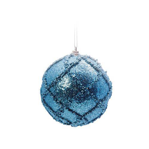 Bola Natal P/pendurar Árvore Natal C/losangos Glitter Azul