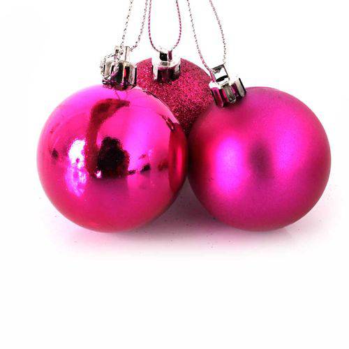 Bola Natal Pink Mista 5cm com 10 Unidades