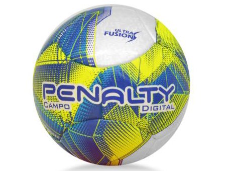 Bola Penalty Campo Digital Branco Azul Amarelo