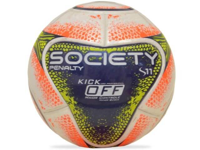 Bola Penalty Futebol Society S11 R1 KO VIII Branco Azul Laranja