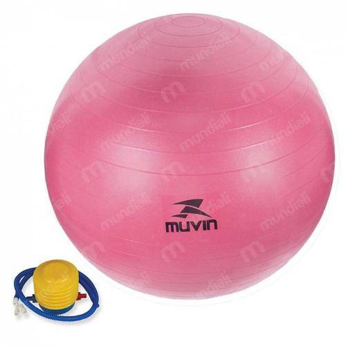 Bola Suica para Pilates 65cm Rosa com Bomba de Inflar Muvin