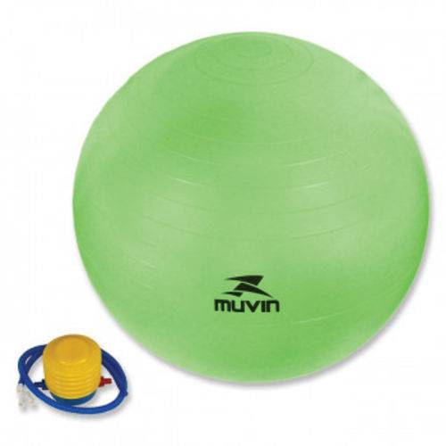 Bola Suica para Pilates Verde 55cm com Bomba de Inflar Muvin