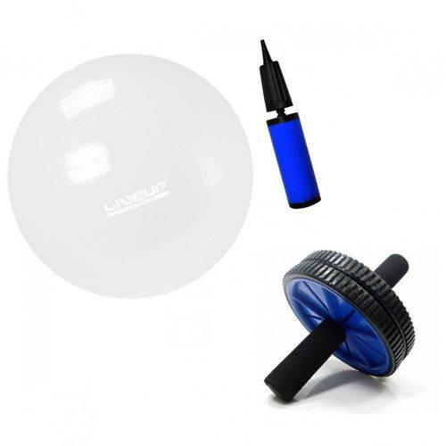 Bola Suica Transparente 65cm com Mini Bomba + Roda Abdominal Liveup