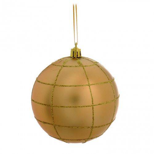 Bolas Arvore de Natal Ouro em Glitter - 6 Unidades 8 Cm