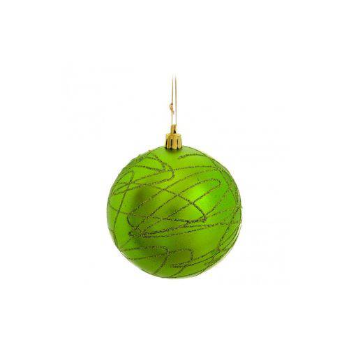 Bolas Arvore de Natal Verde com Glitter - 6 Unidades 8 Cm