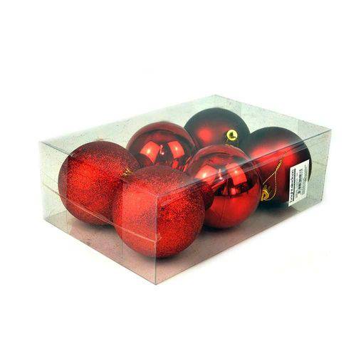 Bolas de Natal 8cm - LR8006ABC - Vermelha Brilhante, Fosca e com Glitter