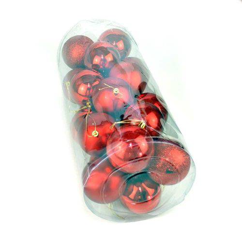 Bolas de Natal 8cm - LR8024ABCZ - Vermelho Brilhante, Fosco e com Gliter
