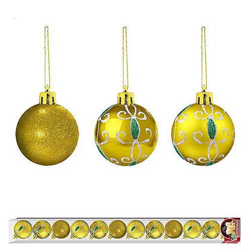 Bolas de Natal Arabesco Dourada Brilhante com 12 Unidades