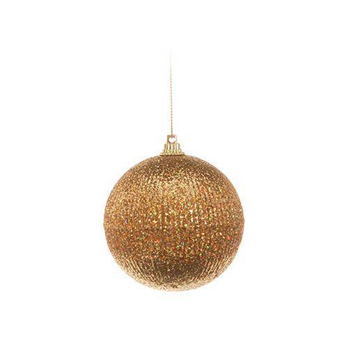 Bolas de Natal Glitter 6 Pçs 8Cm Dourado
