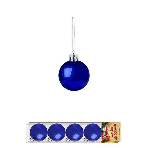 Bolas de Natal Lisa Azul com 5 Unidades