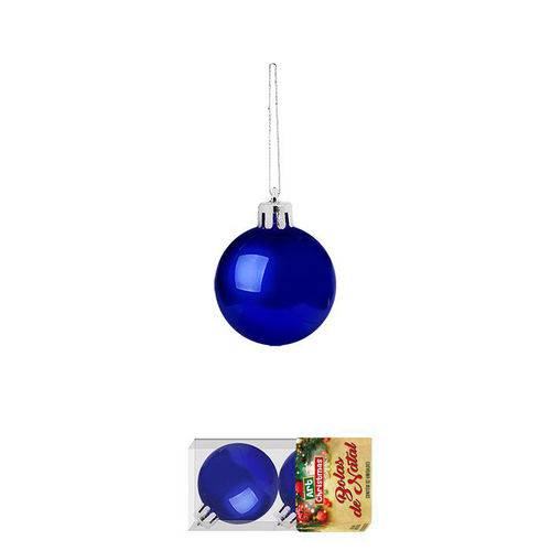 Bolas de Natal Lisa Azul com 2 Unidades