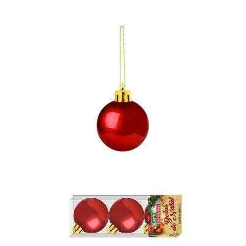 Bolas de Natal Lisa Vermelho com 3 Unidades