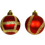 Bolas de Natal Veneza Fosca Decorada Vermelha 3,8cm 8 Peças - Orb Christmas