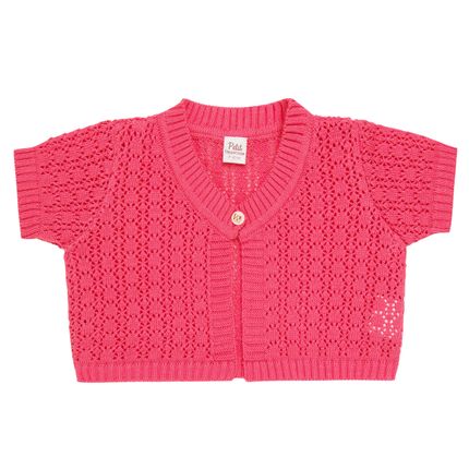 Bolero Curto para Bebe em Tricot Pink - Petit