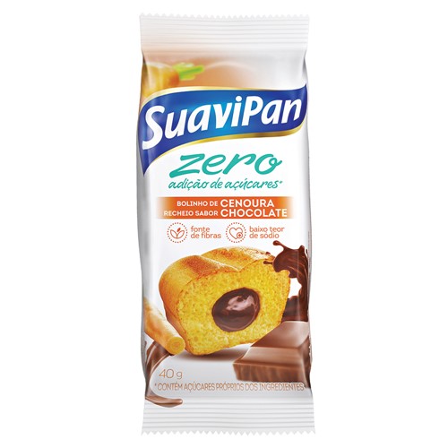 Bolinho de Cenoura com Chocolate SuaviPan Zero Adição de Açúcares com 40g