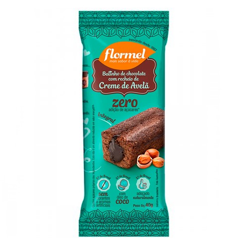 Bolinho de Chocolate com Creme de Avelã Flormel Zero Adição de Açúcares com 40g