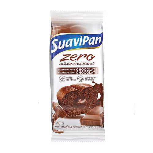 Bolinho de Chocolate com Recheio Chocolate SuaviPan Zero Adição de Açúcares com 40g