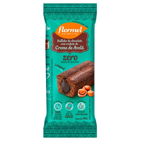 Bolinho Integral Flormel Chocolate Recheado com Avelã 40g