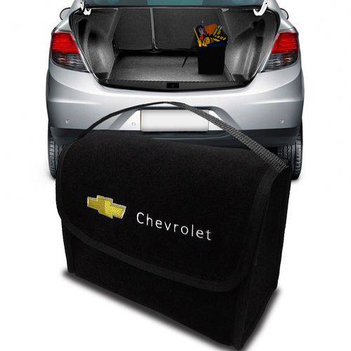 Bolsa Automotiva Porta Malas Multiuso com Velcro Fixador Chevrolet Preto