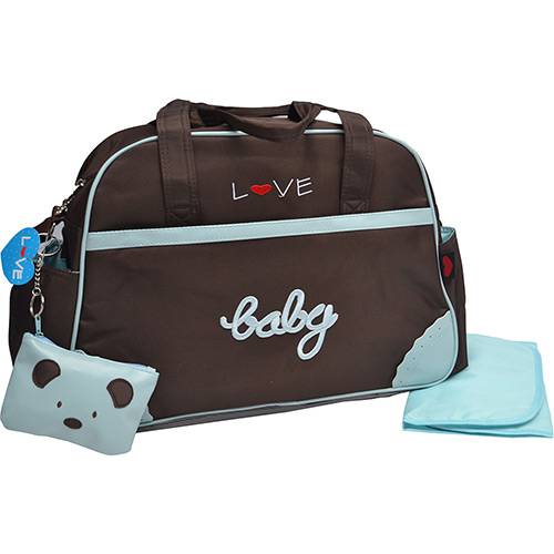 Bolsa do Bebê Baby Azul com Saco Trocador - Love