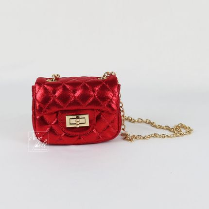 Bolsa Modelo Chanel Metalizada Importada - Vermelho - Petit Cherie