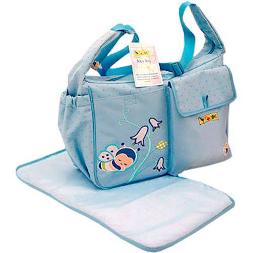 Bolsa para Bebês Colibri Baby com Trocador - Bordada - Grande - Vagalume Azul